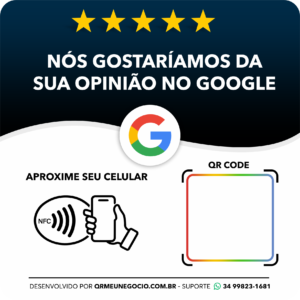 Avaliação Google com NFC e QR Code - PRETA