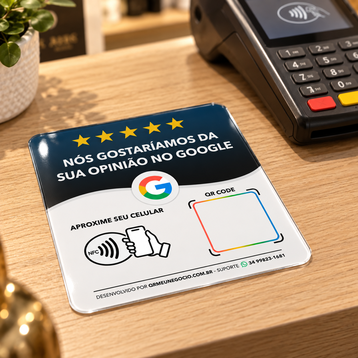 Avaliação Google com NFC e QR Code - PRETA - Imagem 2
